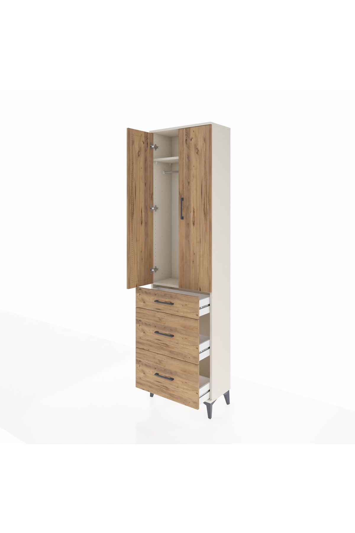 Arges Dolap 2 Raflı 3 Çekmeceli Tek Askılı 60x30x221 - S29M076V3A