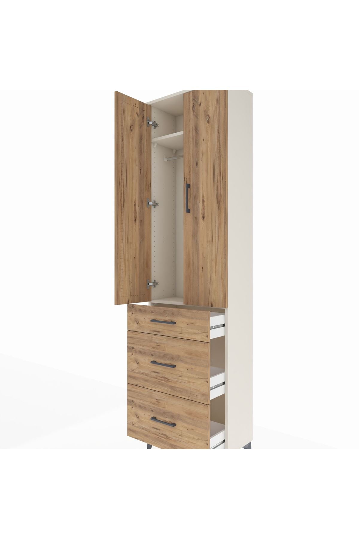 Arges Dolap 2 Raflı 3 Çekmeceli Tek Askılı 60x30x221 - S29M076V3A