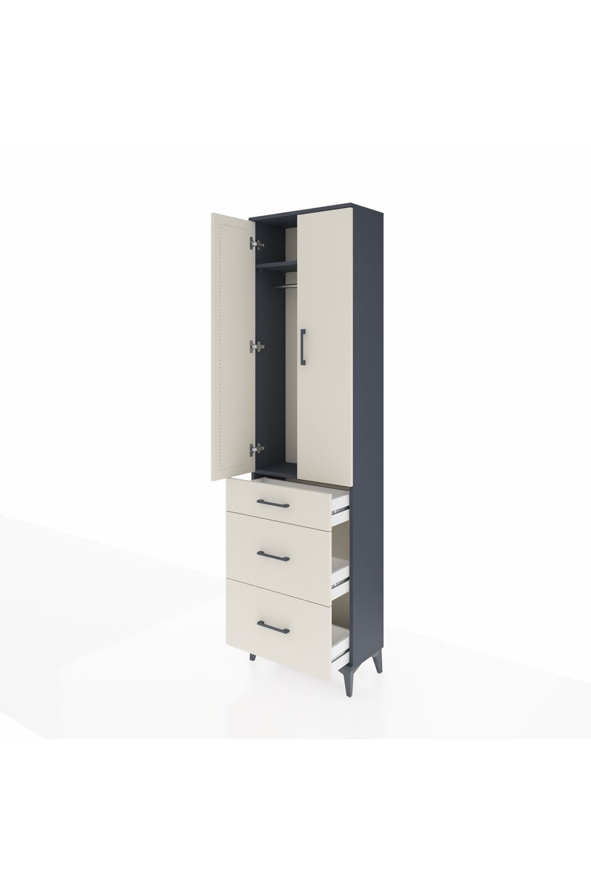 Arges Dolap 2 Raflı 3 Çekmeceli Tek Askılı 60x30x221 - S29M076V4A