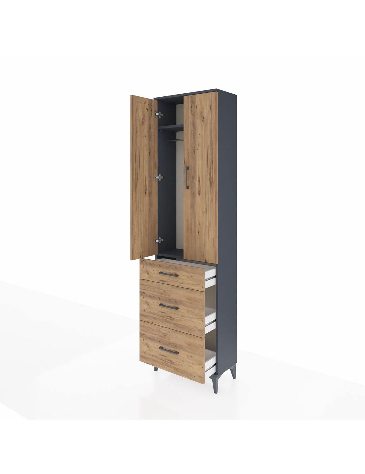 Arges Dolap 2 Raflı 3 Çekmeceli Tek Askılı 60x30x221 - S29M076V6A