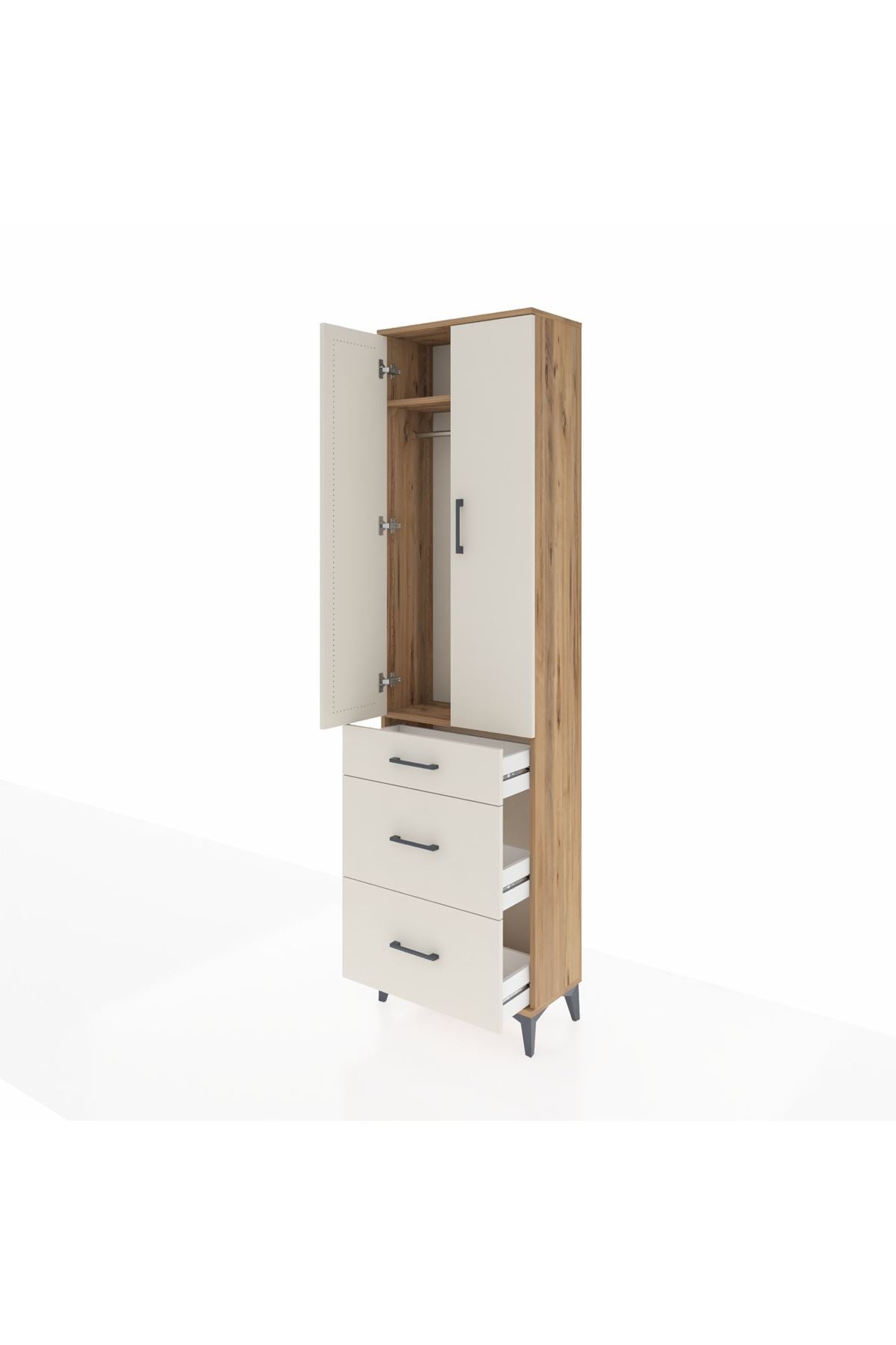 Arges Dolap 2 Raflı 3 Çekmeceli Tek Askılı 60x30x221 - S29M076V7A