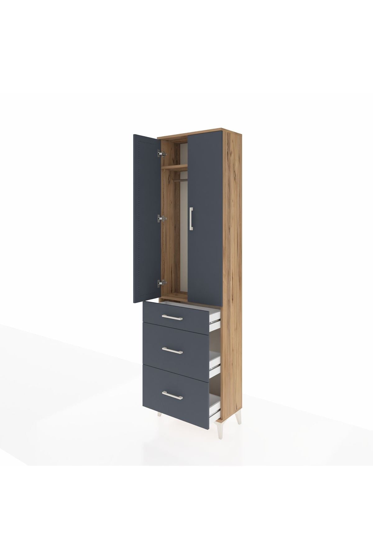 Arges Dolap 2 Raflı 3 Çekmeceli Tek Askılı 60x30x221 - S29M076V8A