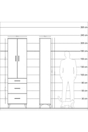 Arges Dolap 2 Raflı 3 Çekmeceli Tek Askılı 60x30x221 - S29M076V8A