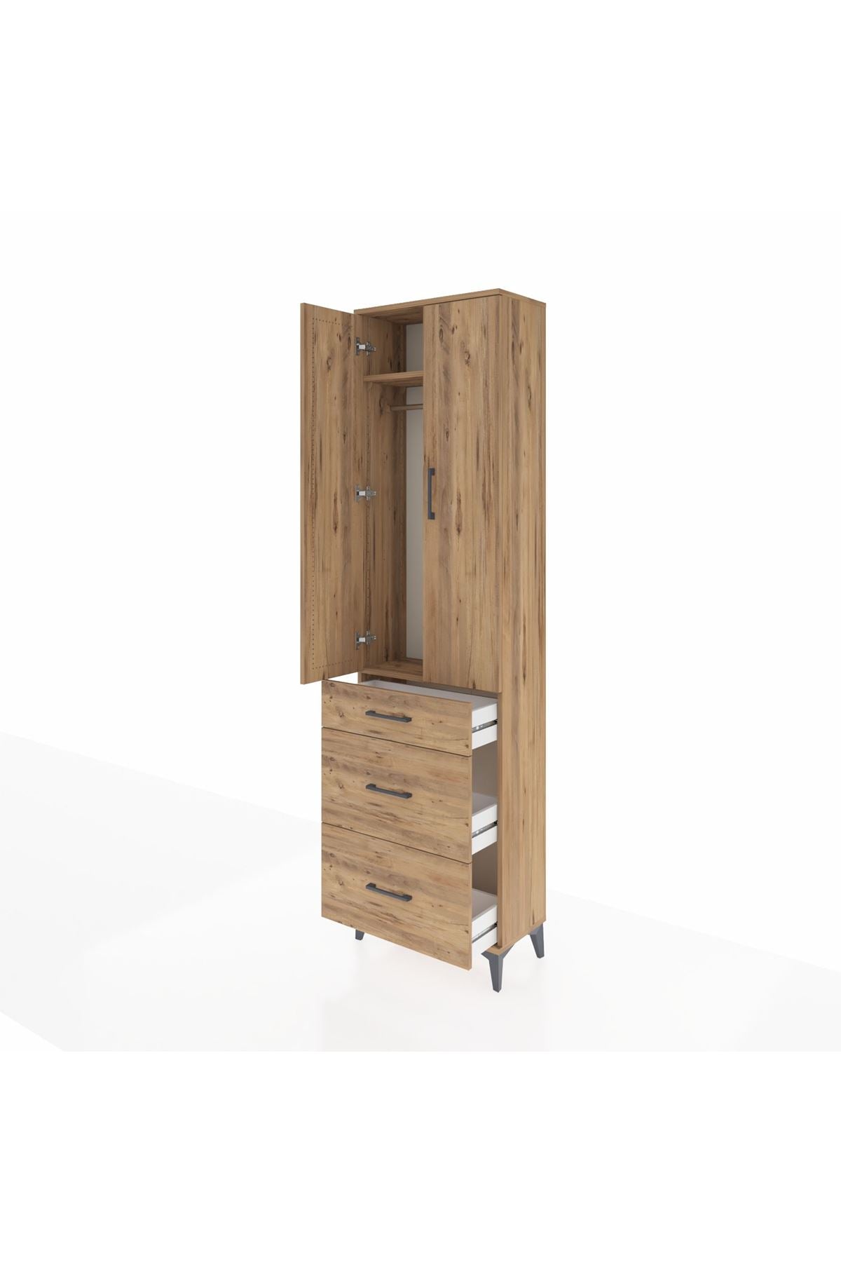 Arges Dolap 2 Raflı 3 Çekmeceli Tek Askılı 60x30x221 - S29M076V9A