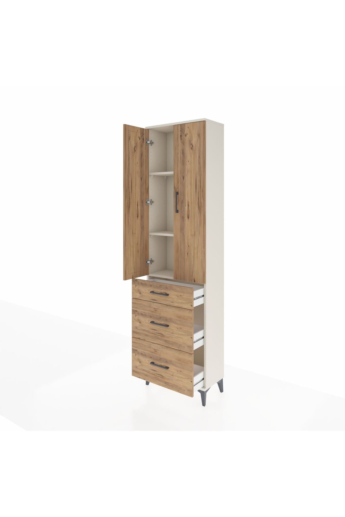 Arges Dolap 3 Raflı 3 Çekmeceli 2 Kapaklı 60x30x221 - S29M077V3A