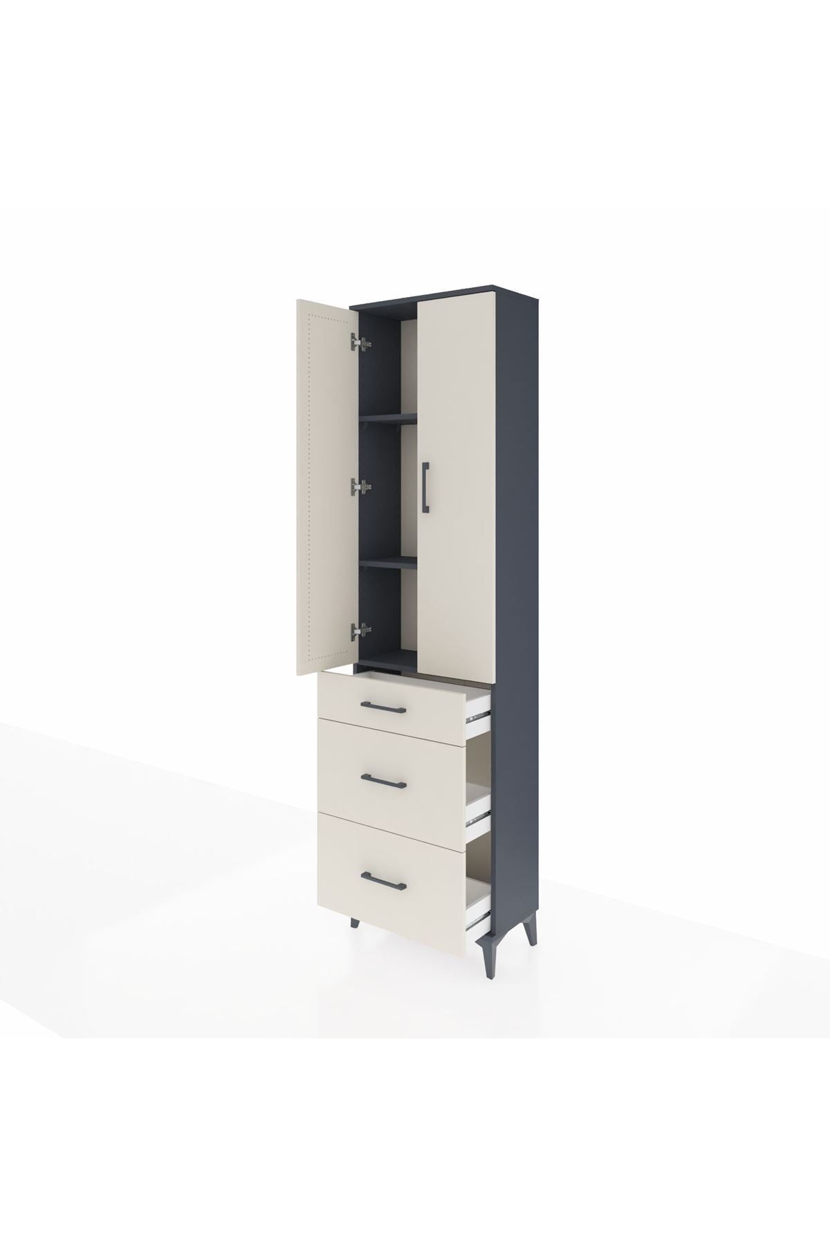 Arges Dolap 3 Raflı 3 Çekmeceli 2 Kapaklı 60x30x221 - S29M077V4A