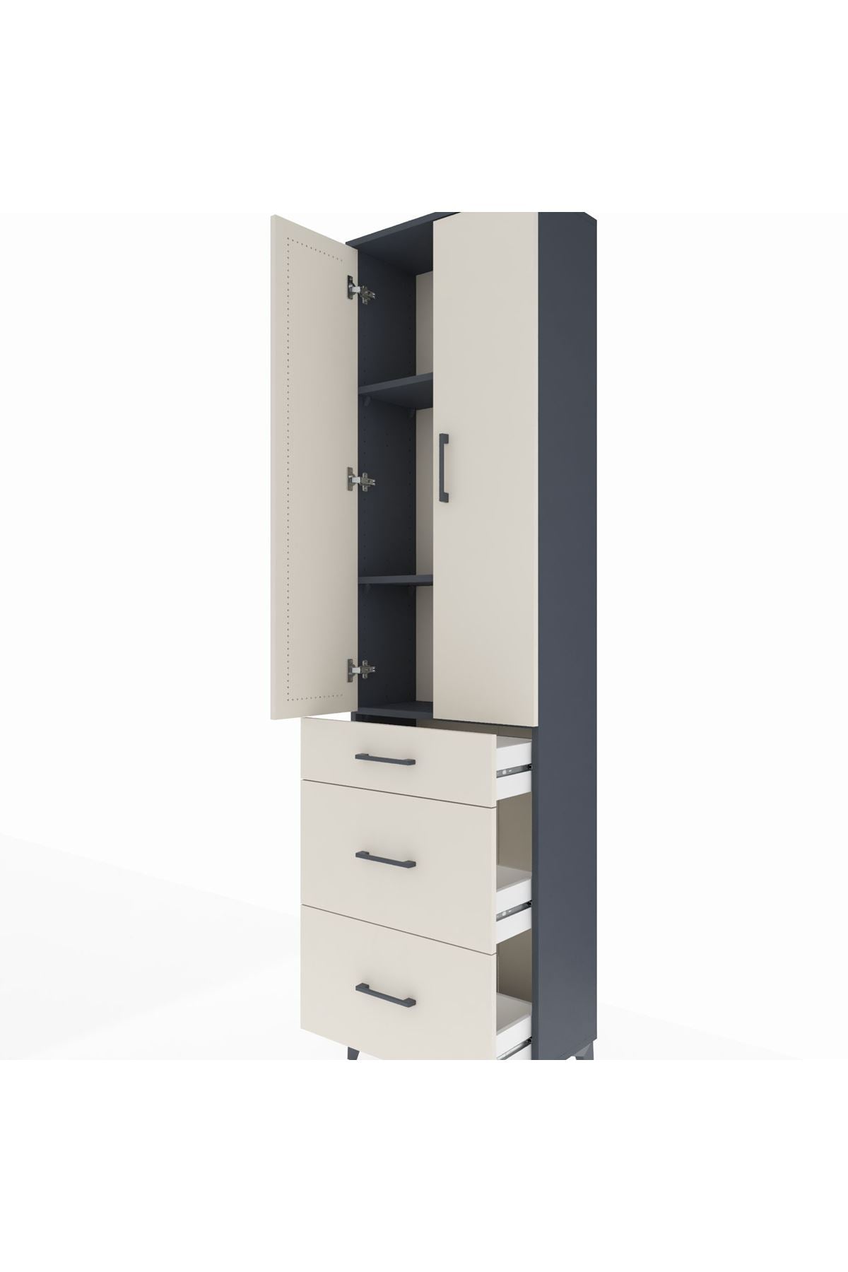 Arges Dolap 3 Raflı 3 Çekmeceli 2 Kapaklı 60x30x221 - S29M077V4A