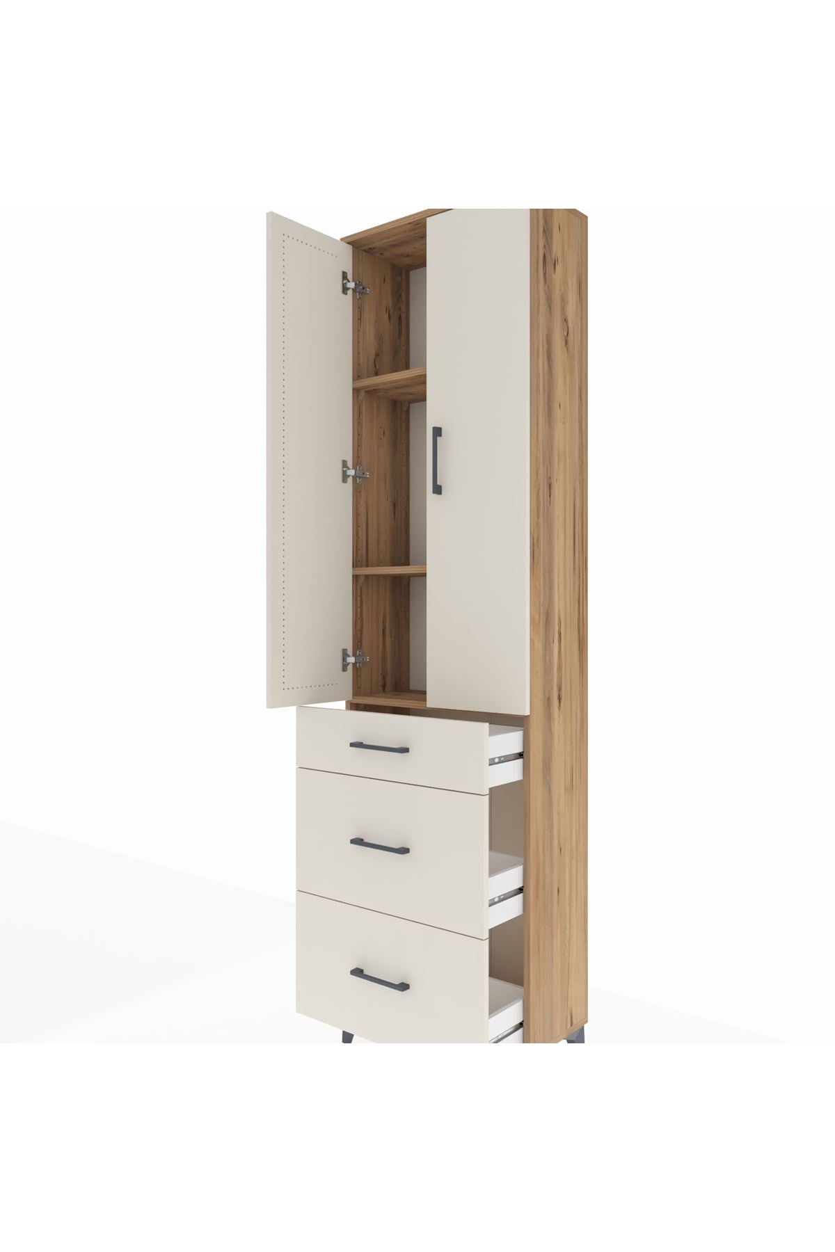 Arges Dolap 3 Raflı 3 Çekmeceli 2 Kapaklı 60x30x221 - S29M077V7A