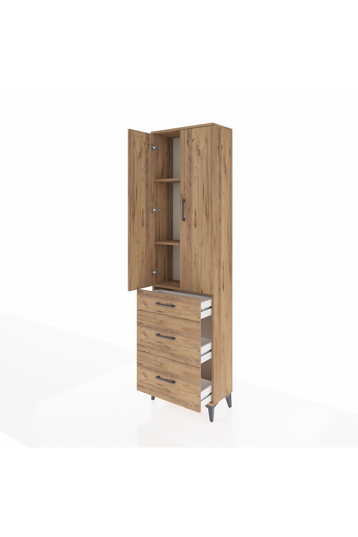 Arges Dolap 3 Raflı 3 Çekmeceli 2 Kapaklı 60x30x221 - S29M077V9A