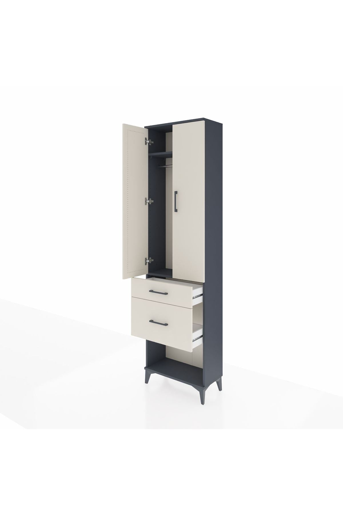 Arges Dolap 2 Raflı 2 Çekmeceli Tek Askılı 60x30x221 - S29M079V4A