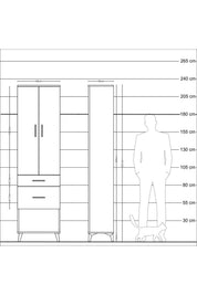 Arges Dolap 2 Raflı 2 Çekmeceli Tek Askılı 60x30x221 - S29M079V5A