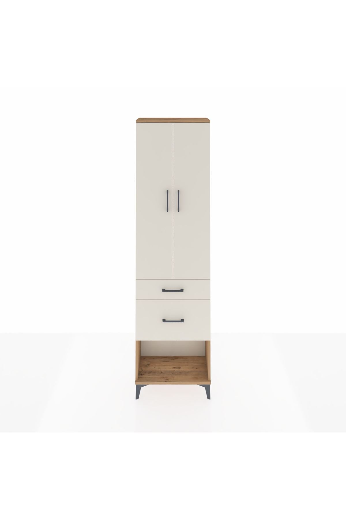 Arges Dolap 2 Raflı 2 Çekmeceli Tek Askılı 60x30x221 - S29M079V7A