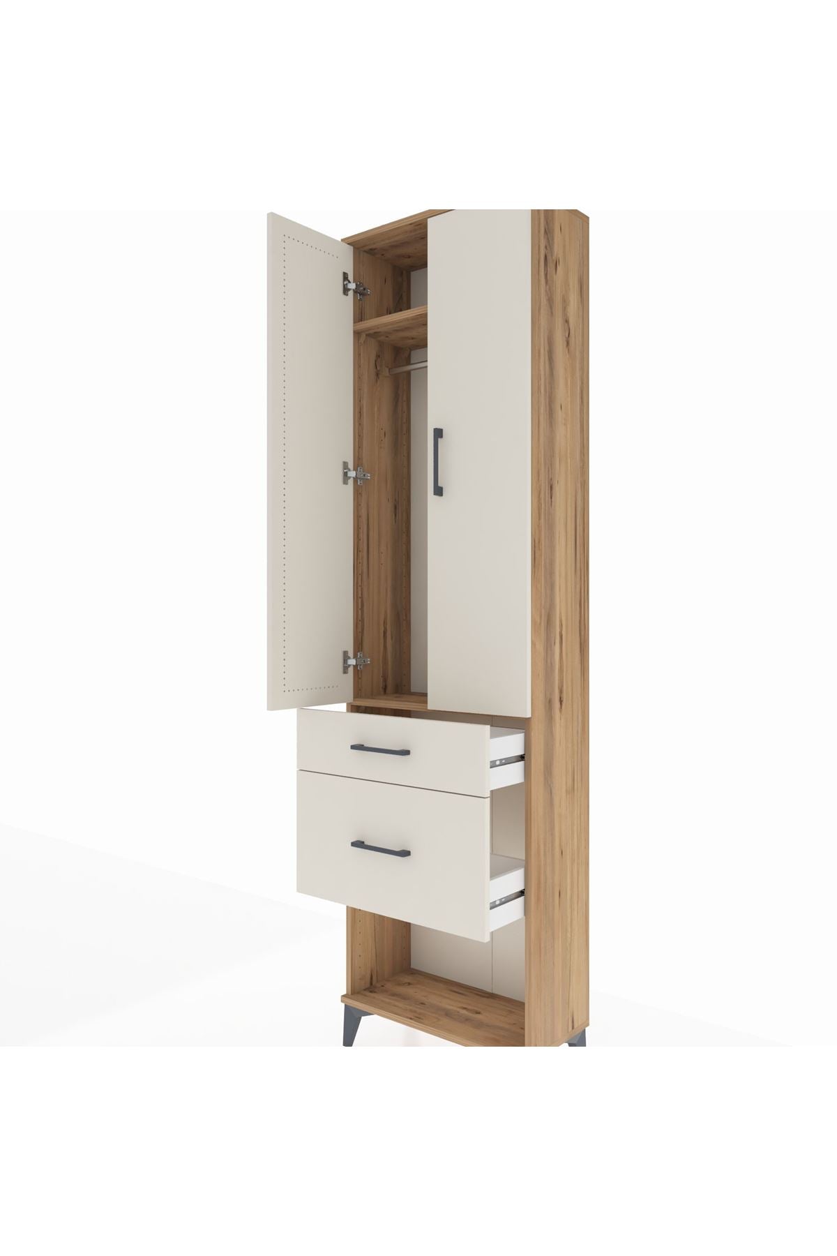 Arges Dolap 2 Raflı 2 Çekmeceli Tek Askılı 60x30x221 - S29M079V7A