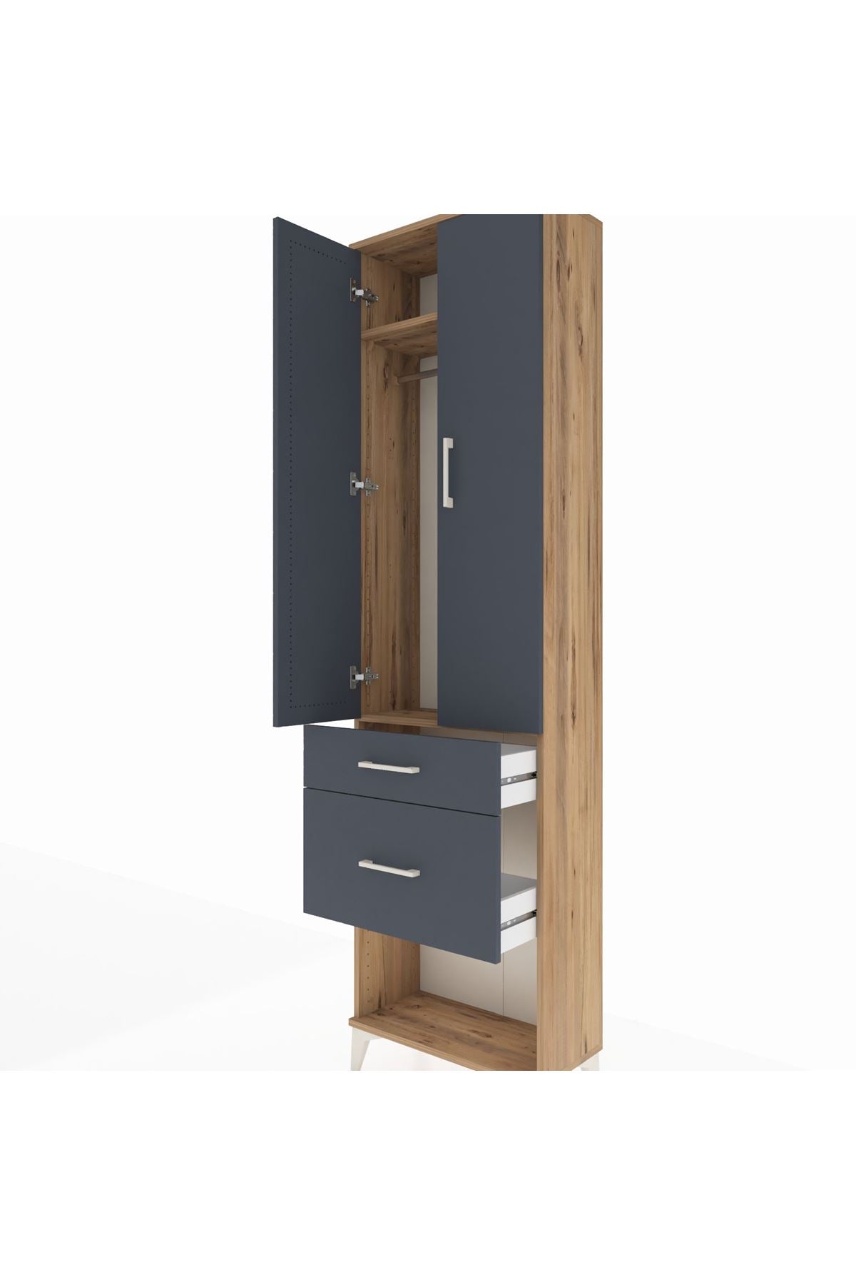 Arges Dolap 2 Raflı 2 Çekmeceli Tek Askılı 60x30x221 - S29M079V8A