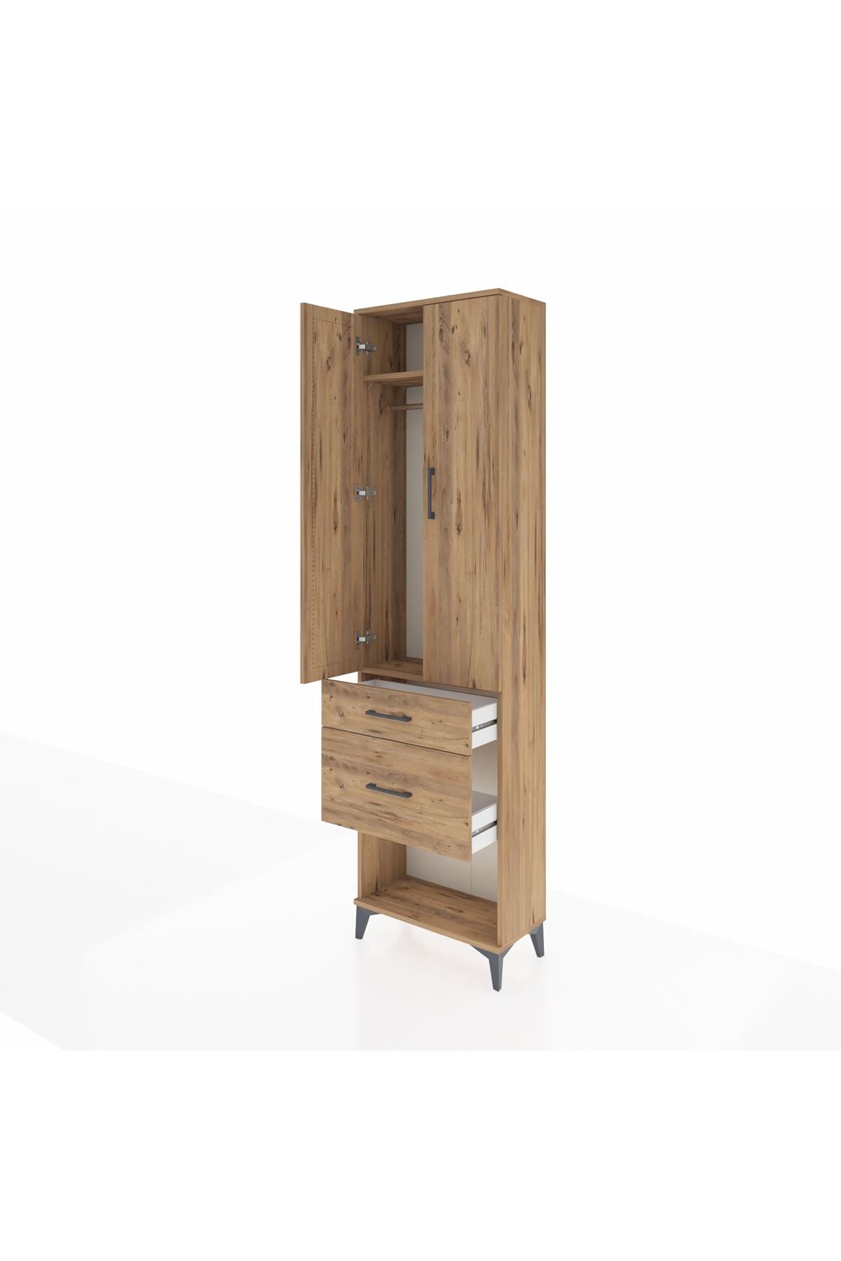 Arges Dolap 2 Raflı 2 Çekmeceli Tek Askılı 60x30x221 - S29M079V9A