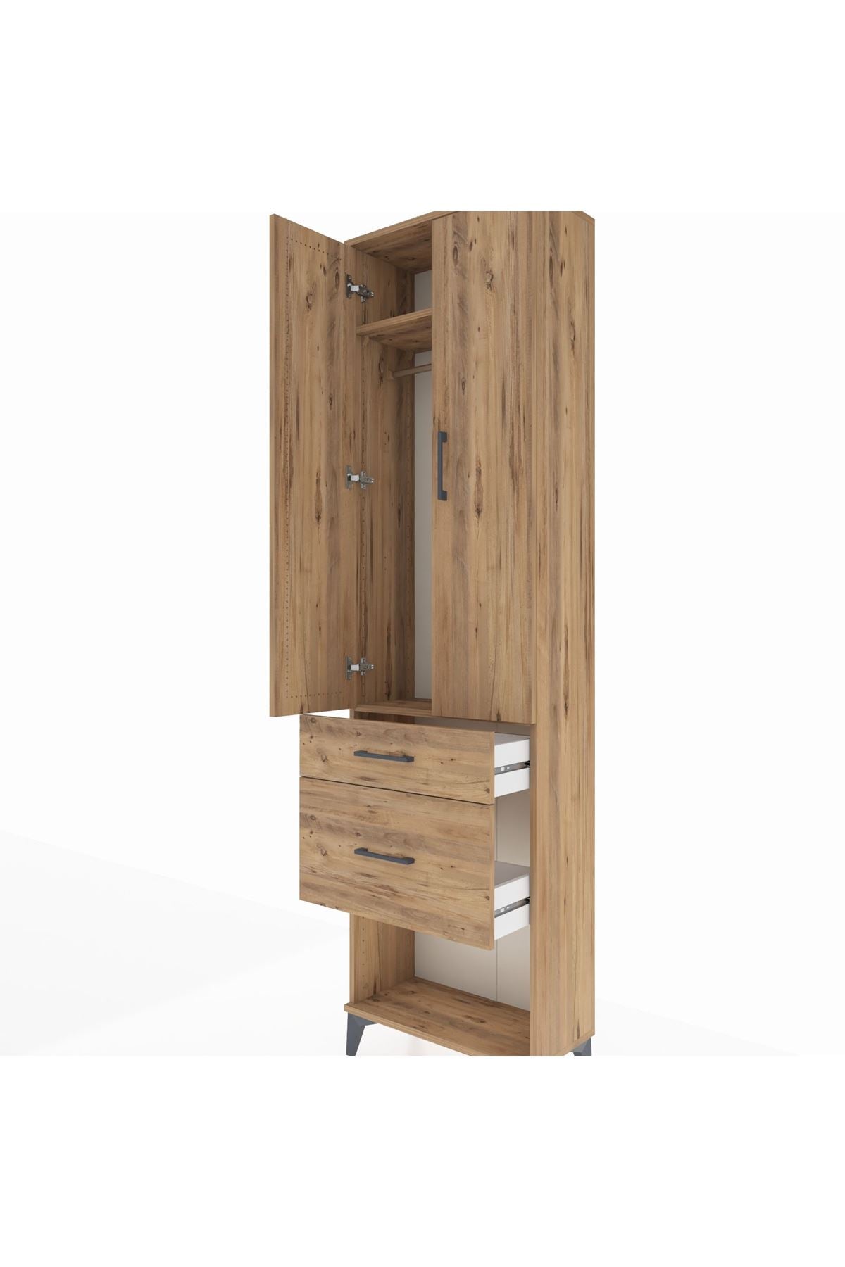 Arges Dolap 2 Raflı 2 Çekmeceli Tek Askılı 60x30x221 - S29M079V9A