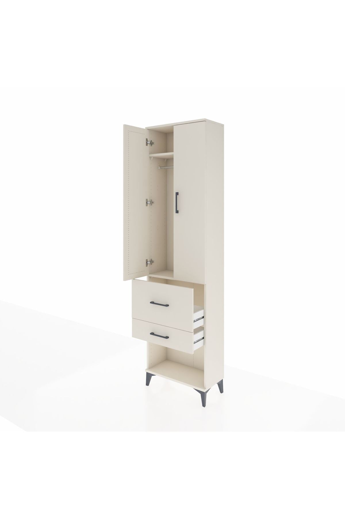 Arges Dolap 2 Raflı 2 Çekmeceli Tek Askılı 60x30x221 - S29M082V1A