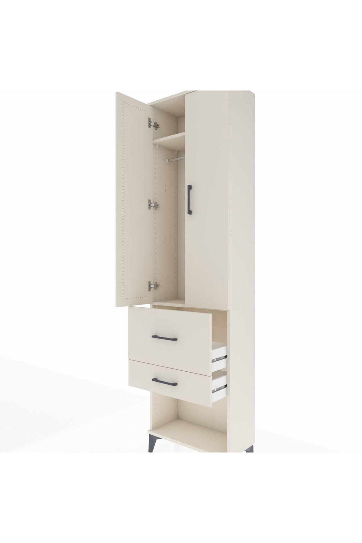 Arges Dolap 2 Raflı 2 Çekmeceli Tek Askılı 60x30x221 - S29M082V1A