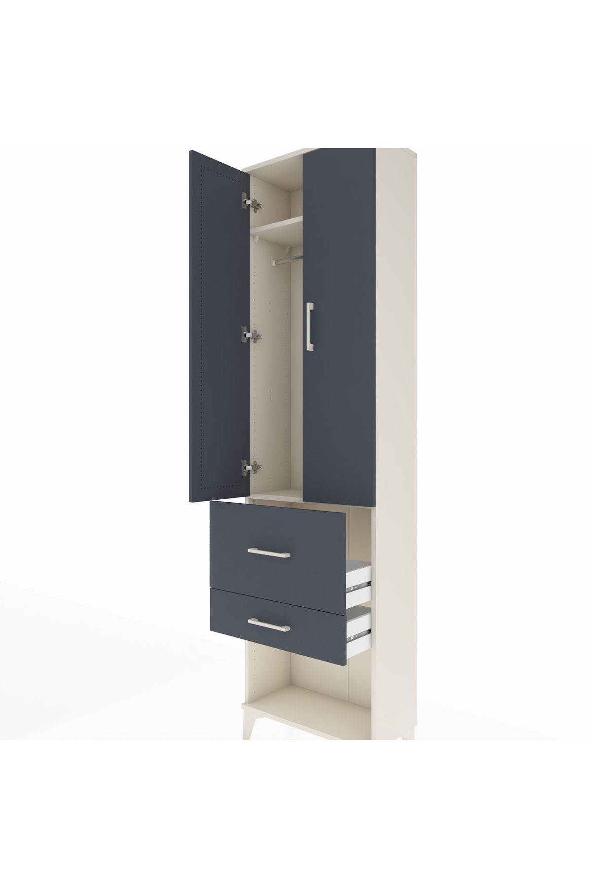 Arges Dolap 2 Raflı 2 Çekmeceli Tek Askılı 60x30x221 - S29M082V2A