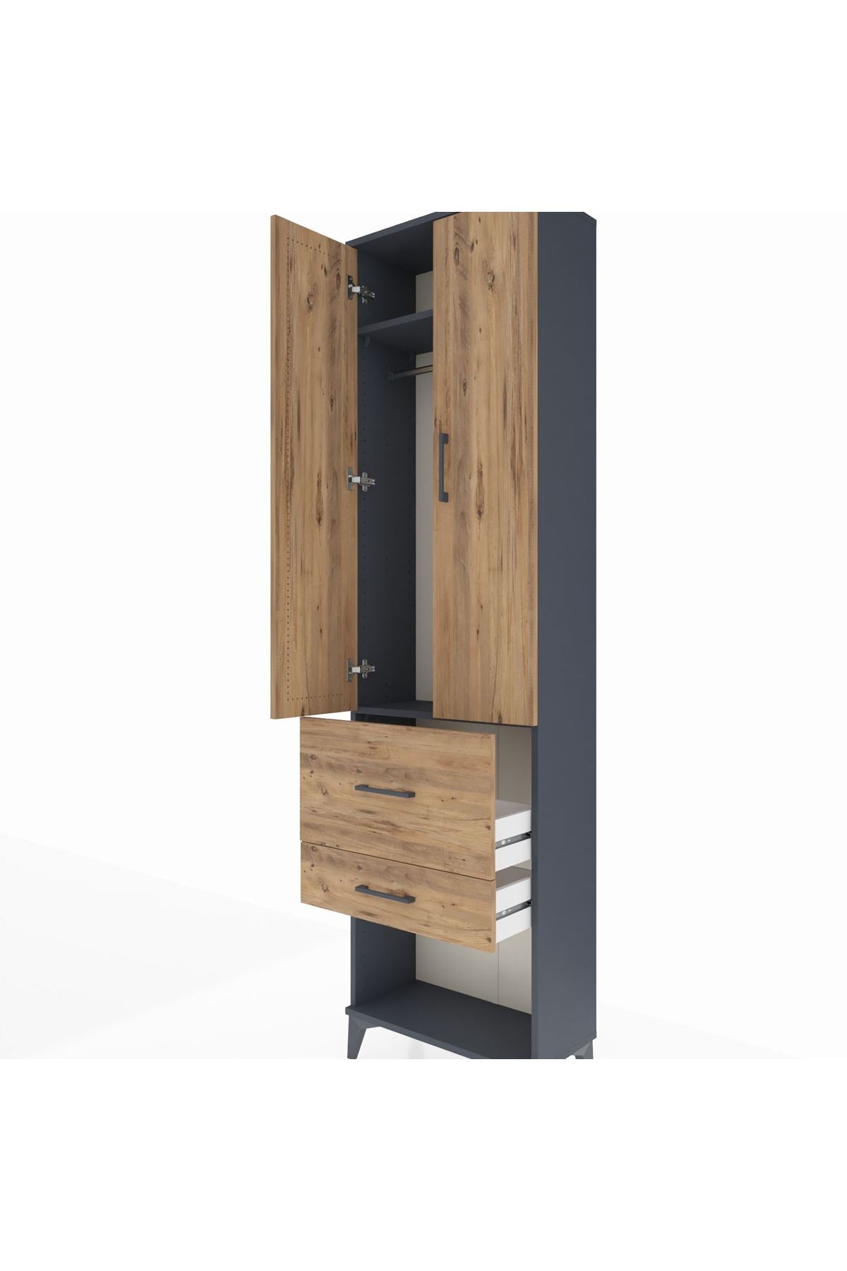 Arges Dolap 2 Raflı 2 Çekmeceli Tek Askılı 60x30x221 - S29M082V6A