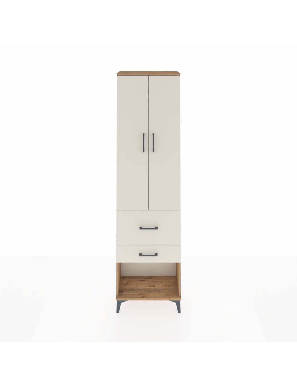 Arges Dolap 2 Raflı 2 Çekmeceli Tek Askılı 60x30x221 - S29M082V7A
