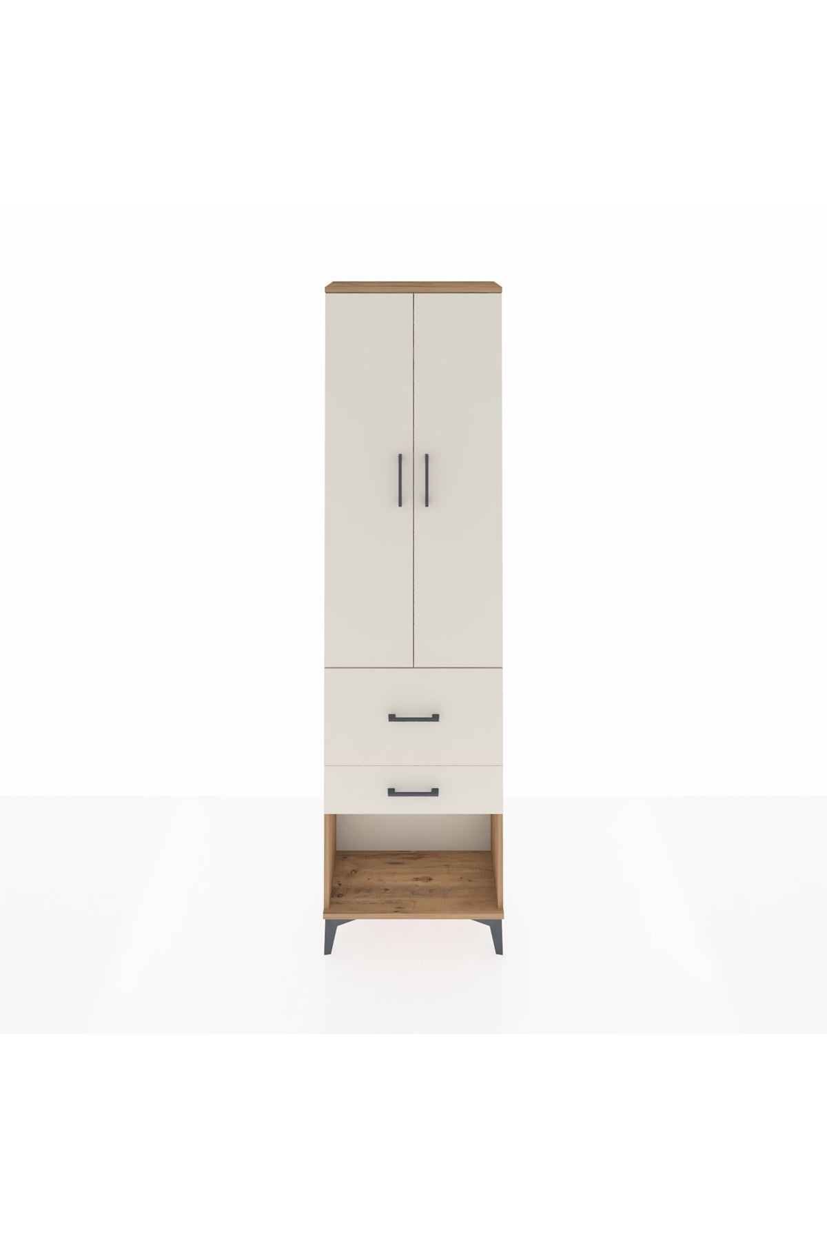 Arges Dolap 2 Raflı 2 Çekmeceli Tek Askılı 60x30x221 - S29M082V7A