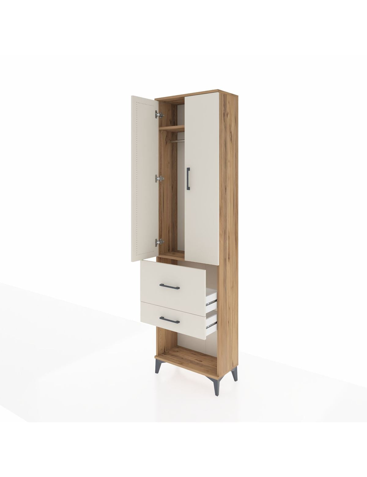 Arges Dolap 2 Raflı 2 Çekmeceli Tek Askılı 60x30x221 - S29M082V7A