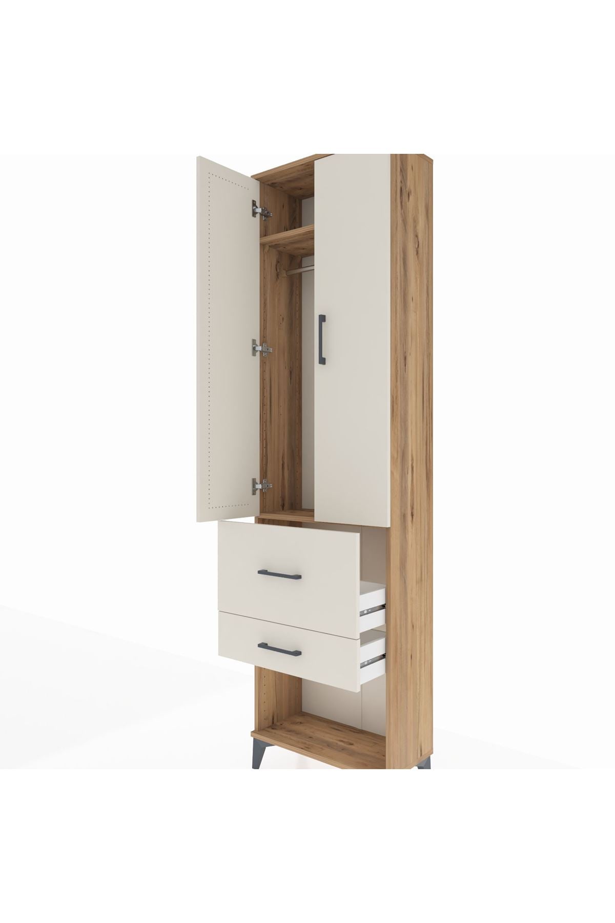 Arges Dolap 2 Raflı 2 Çekmeceli Tek Askılı 60x30x221 - S29M082V7A