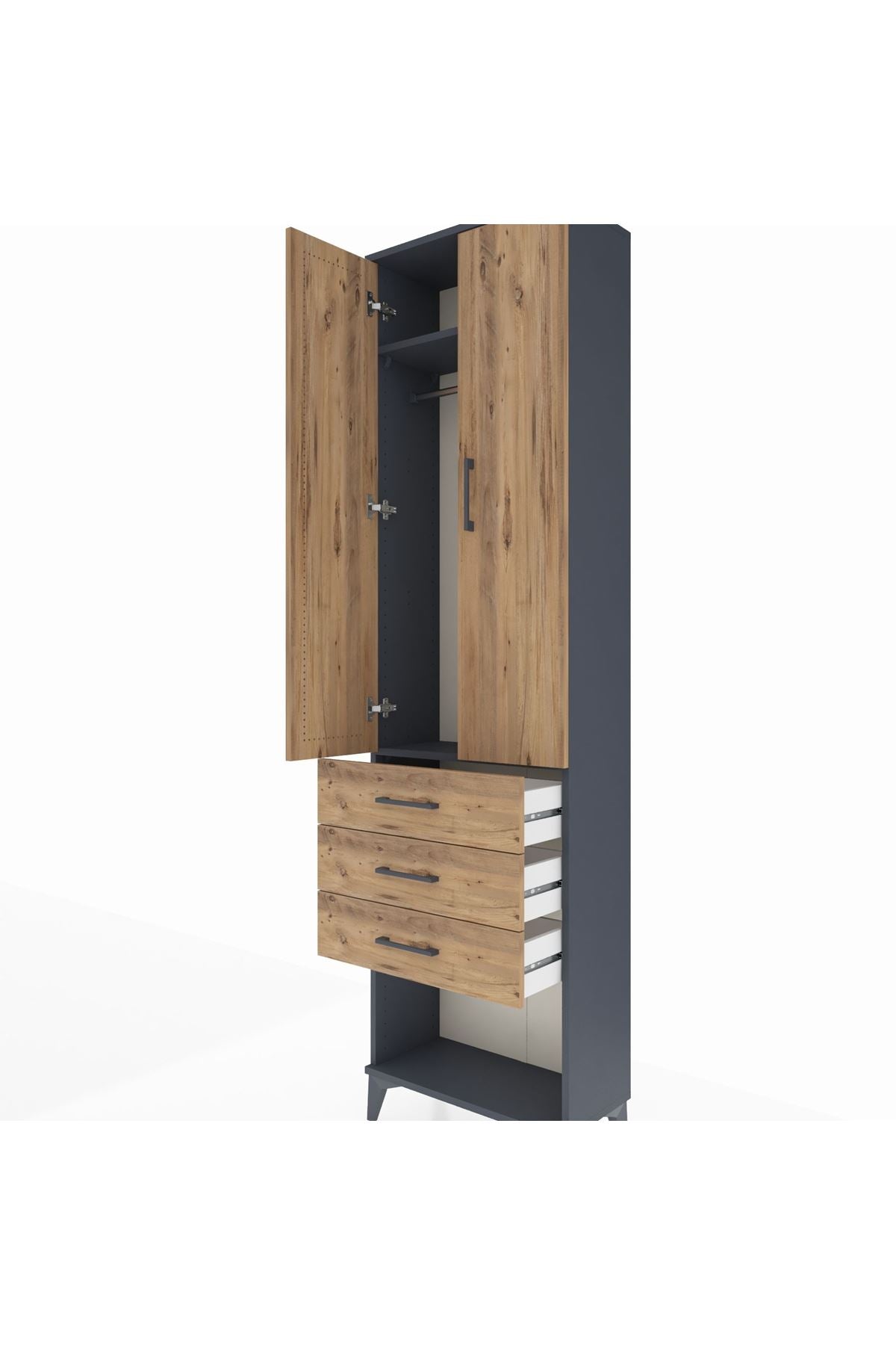 Arges Dolap 2 Raflı 3 Çekmeceli Tek Askılı 60x30x221 - S29M085V6A