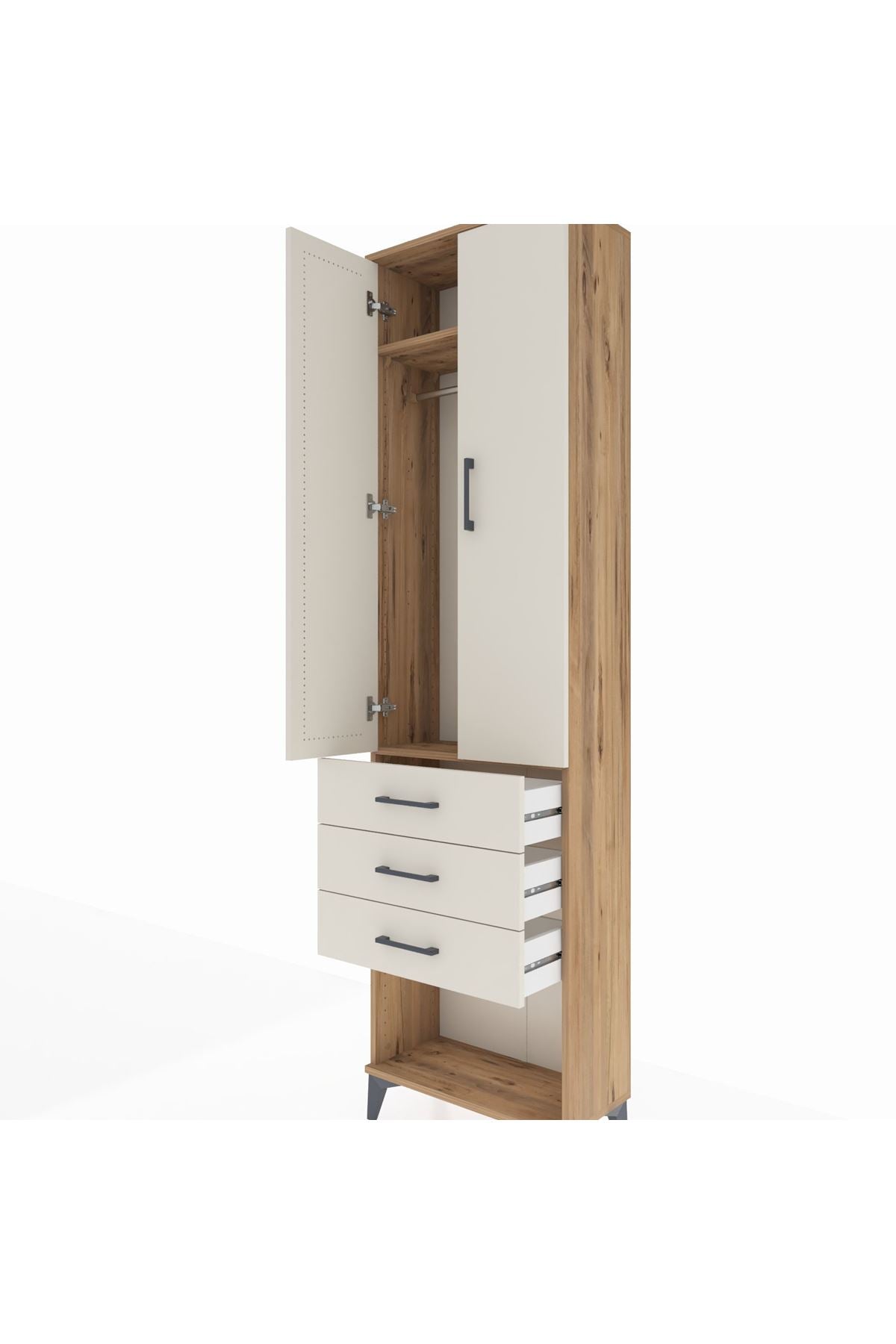 Arges Dolap 2 Raflı 3 Çekmeceli Tek Askılı 60x30x221 - S29M085V7A