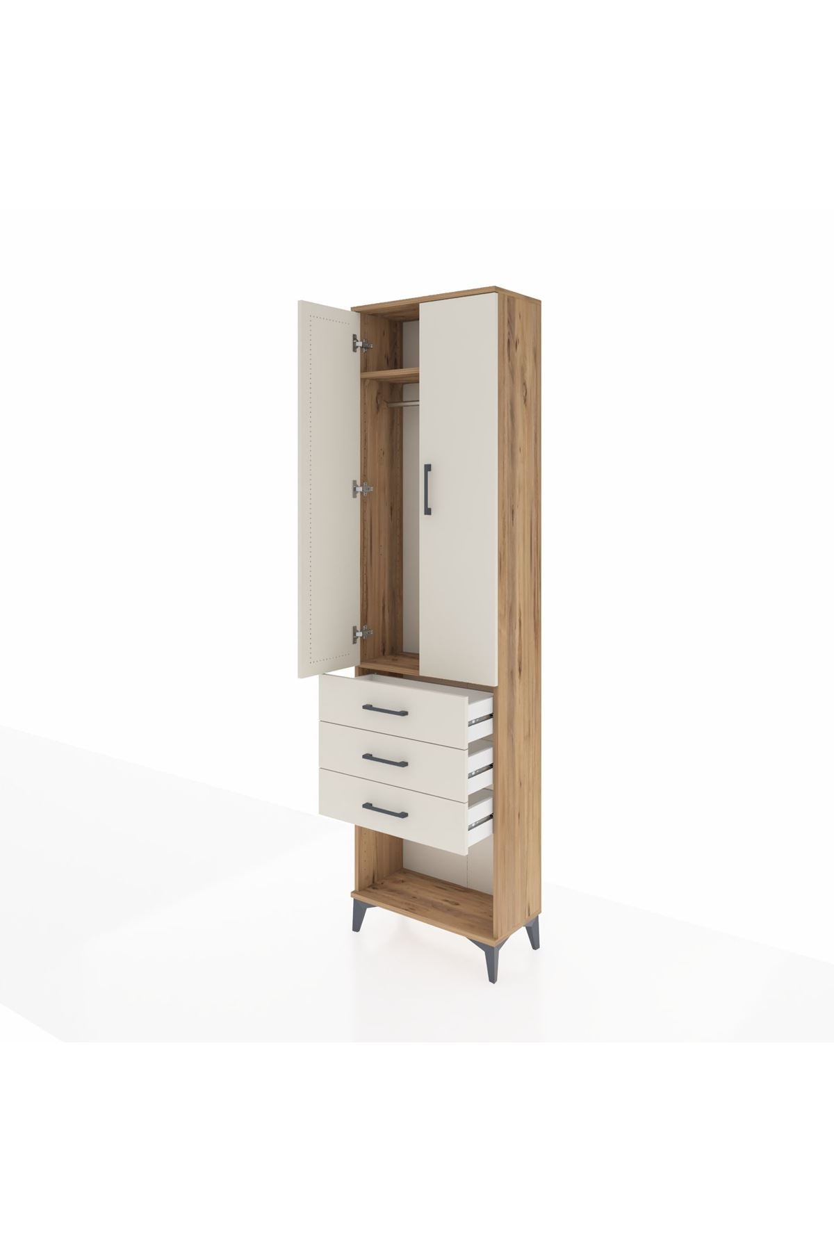Arges Dolap 2 Raflı 3 Çekmeceli Tek Askılı 60x30x221 - S29M085V7A