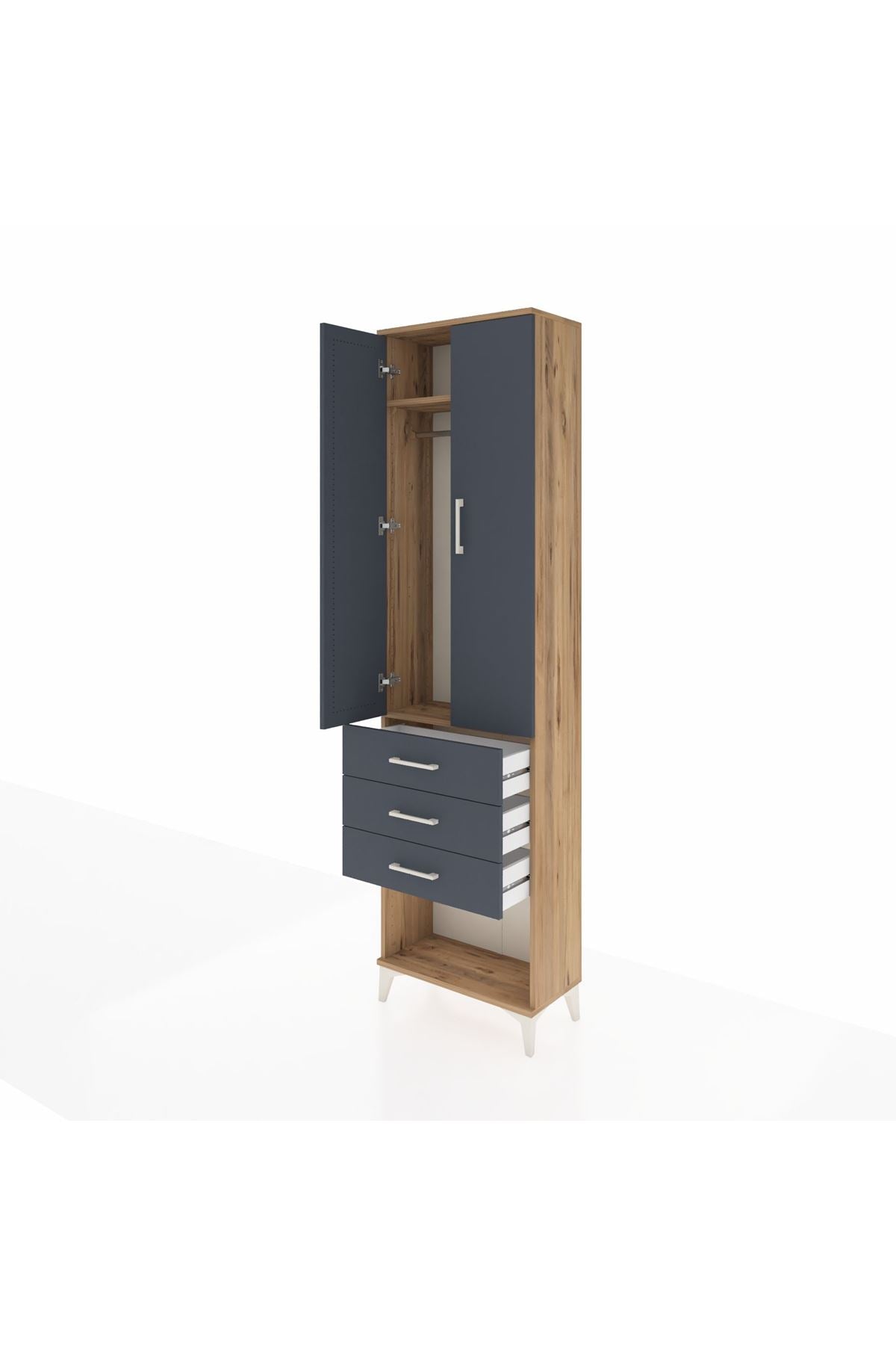 Arges Dolap 2 Raflı 3 Çekmeceli Tek Askılı 60x30x221 - S29M085V8A