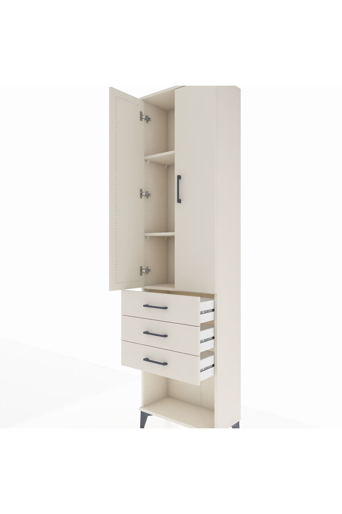 Arges Dolap 3 Raflı 3 Çekmeceli 2 Kapaklı 60x30x221 - S29M086V1A