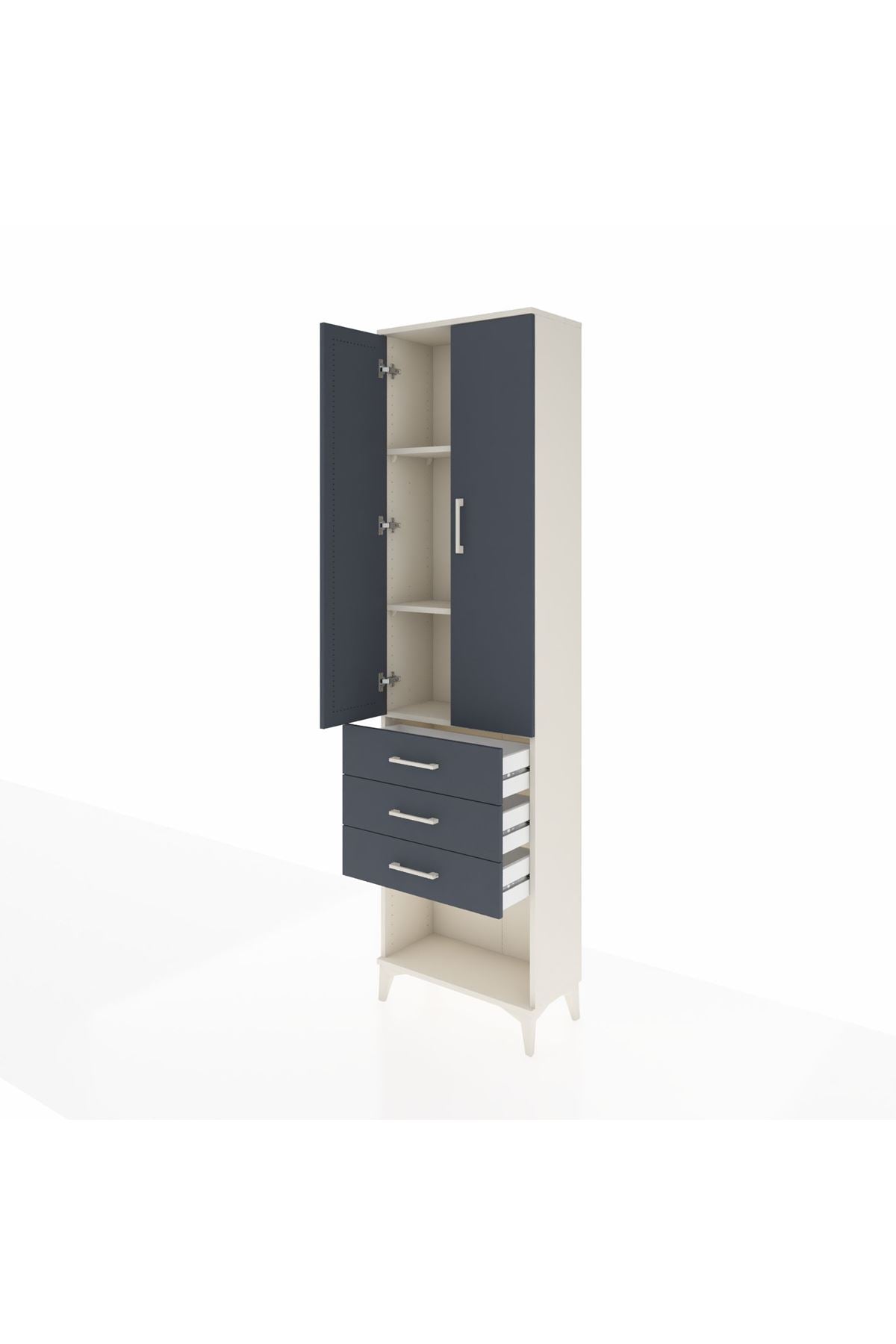 Arges Dolap 3 Raflı 3 Çekmeceli 2 Kapaklı 60x30x221 - S29M086V2A