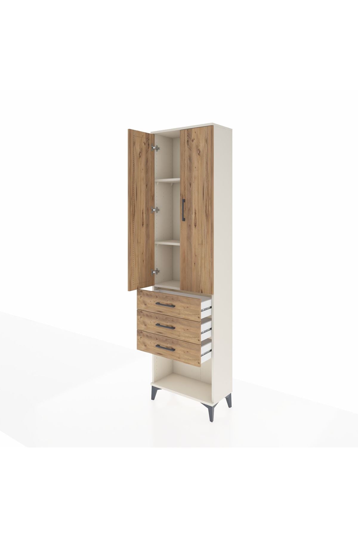 Arges Dolap 3 Raflı 3 Çekmeceli 2 Kapaklı 60x30x221 - S29M086V3A