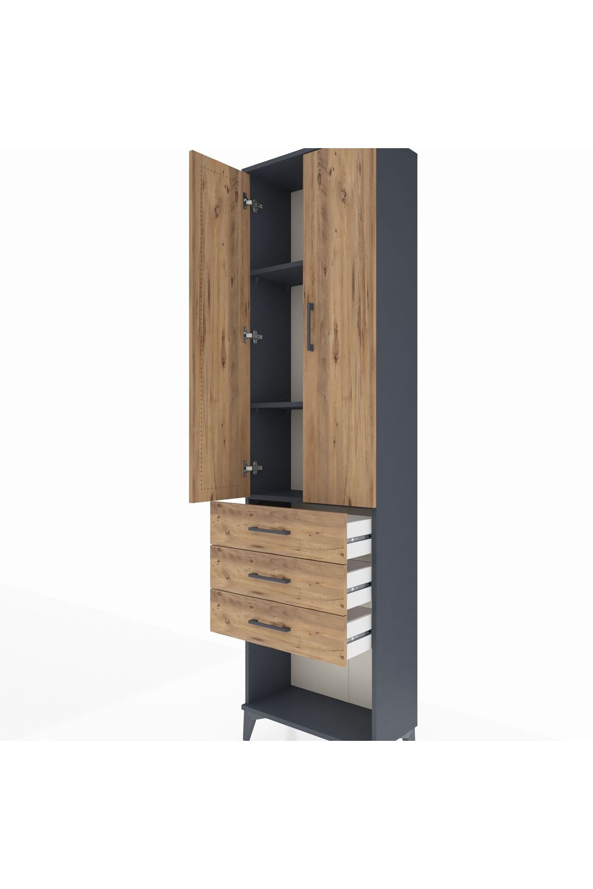 Arges Dolap 3 Raflı 3 Çekmeceli 2 Kapaklı 60x30x221 - S29M086V6A