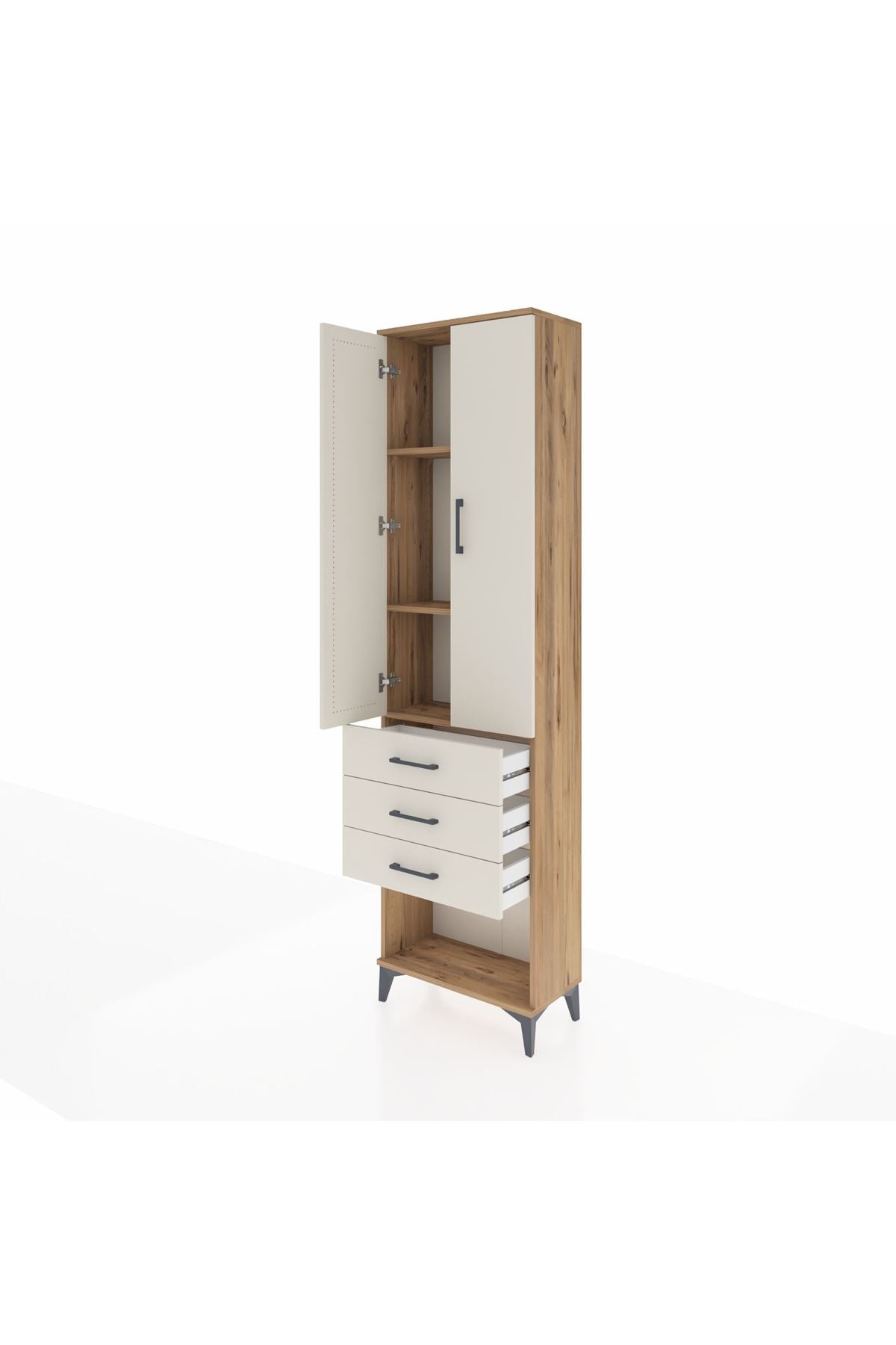 Arges Dolap 3 Raflı 3 Çekmeceli 2 Kapaklı 60x30x221 - S29M086V7A