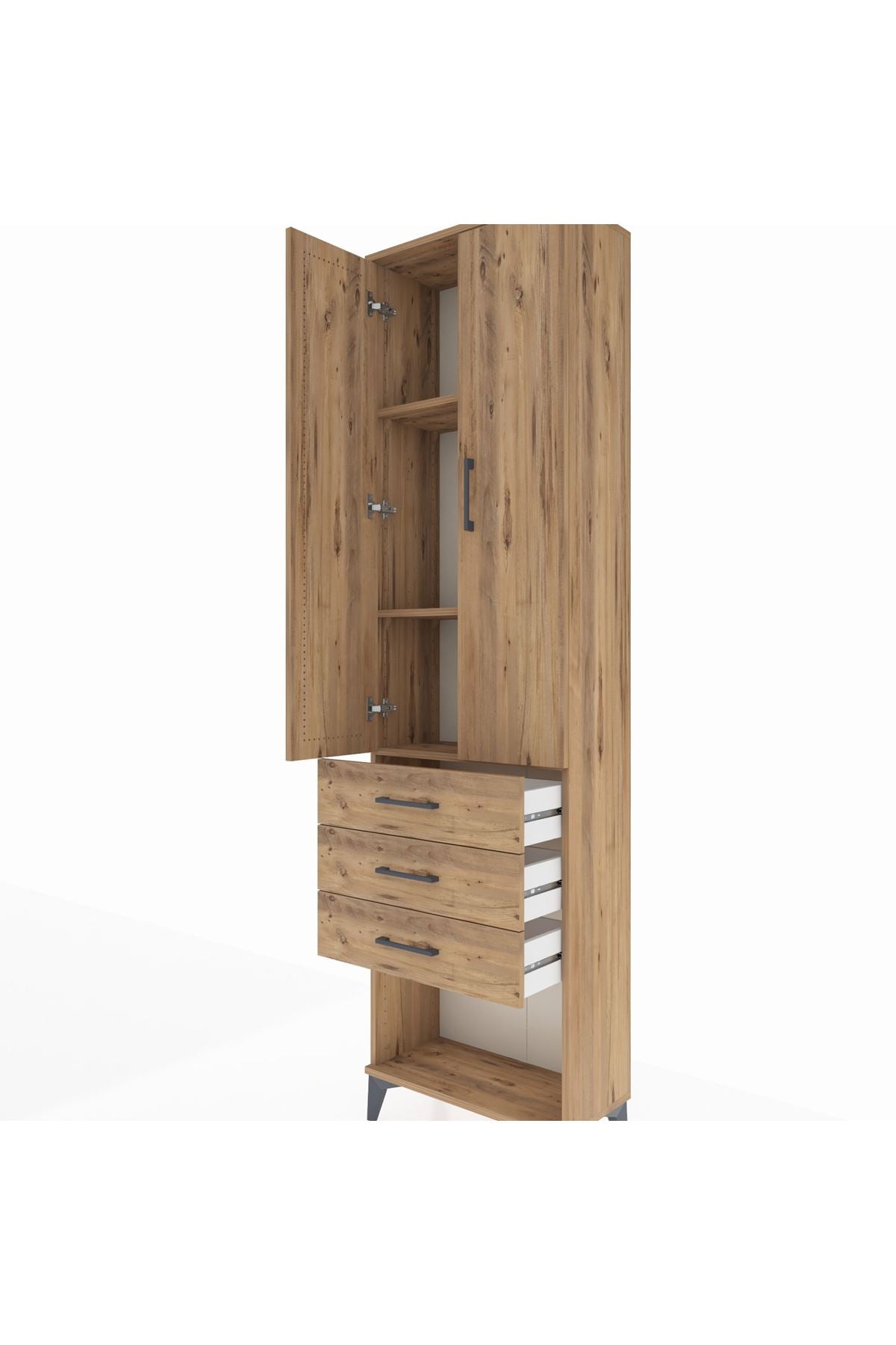 Arges Dolap 3 Raflı 3 Çekmeceli 2 Kapaklı 60x30x221 - S29M086V9A