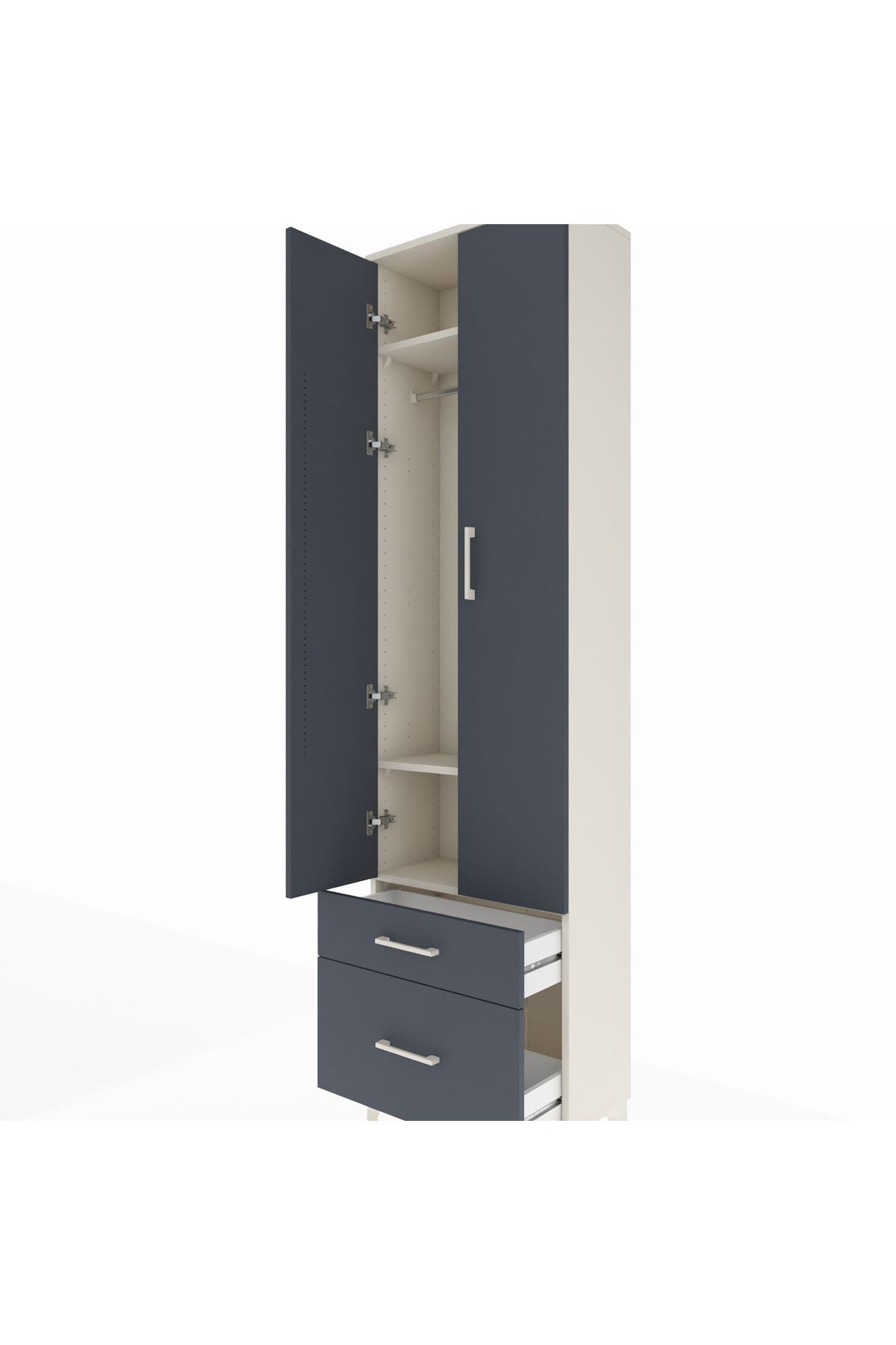 Arges Dolap 3 Raflı 2 Çekmeceli Tek Askılı 60x30x221 - S29M091V2A
