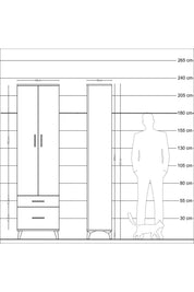 Arges Dolap 3 Raflı 2 Çekmeceli Tek Askılı 60x30x221 - S29M091V2A