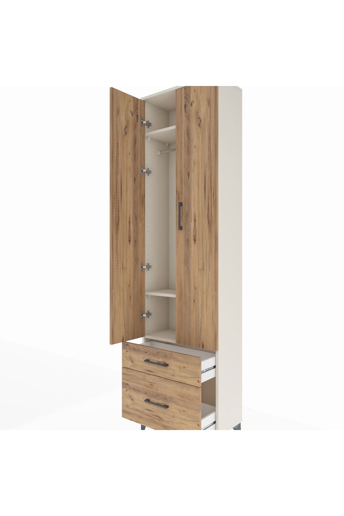Arges Dolap 3 Raflı 2 Çekmeceli Tek Askılı 60x30x221 - S29M091V3A