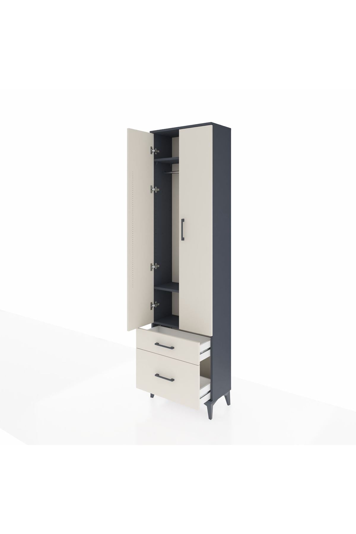 Arges Dolap 3 Raflı 2 Çekmeceli Tek Askılı 60x30x221 - S29M091V4A