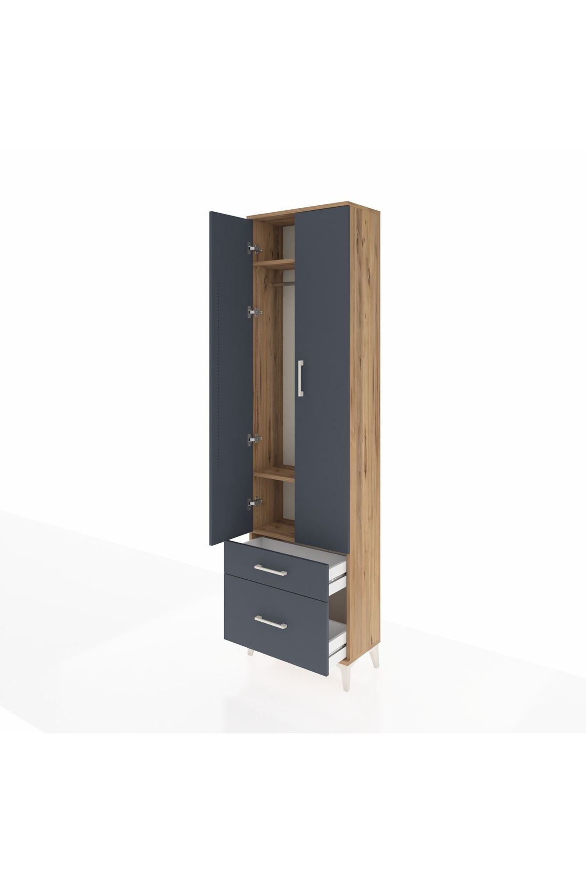 Arges Dolap 3 Raflı 2 Çekmeceli Tek Askılı 60x30x221 - S29M091V8A