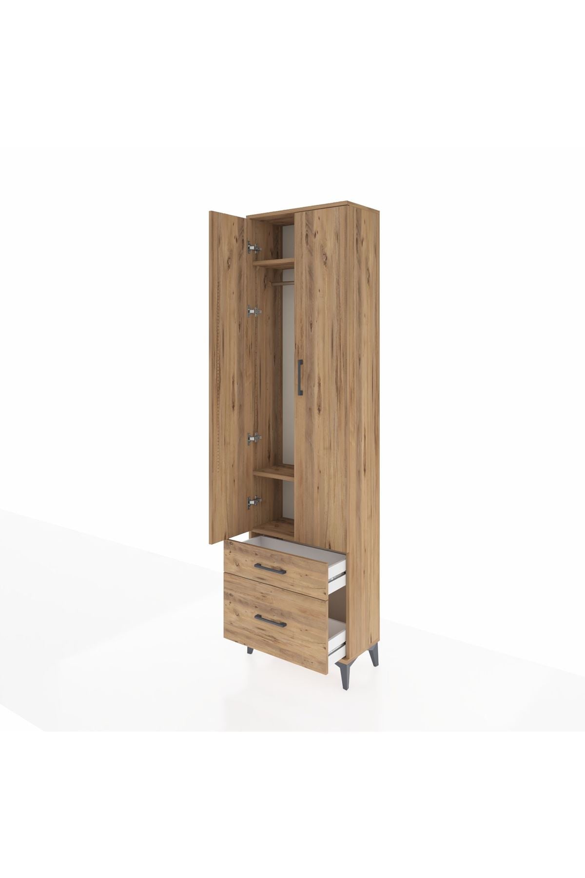 Arges Dolap 3 Raflı 2 Çekmeceli Tek Askılı 60x30x221 - S29M091V9A