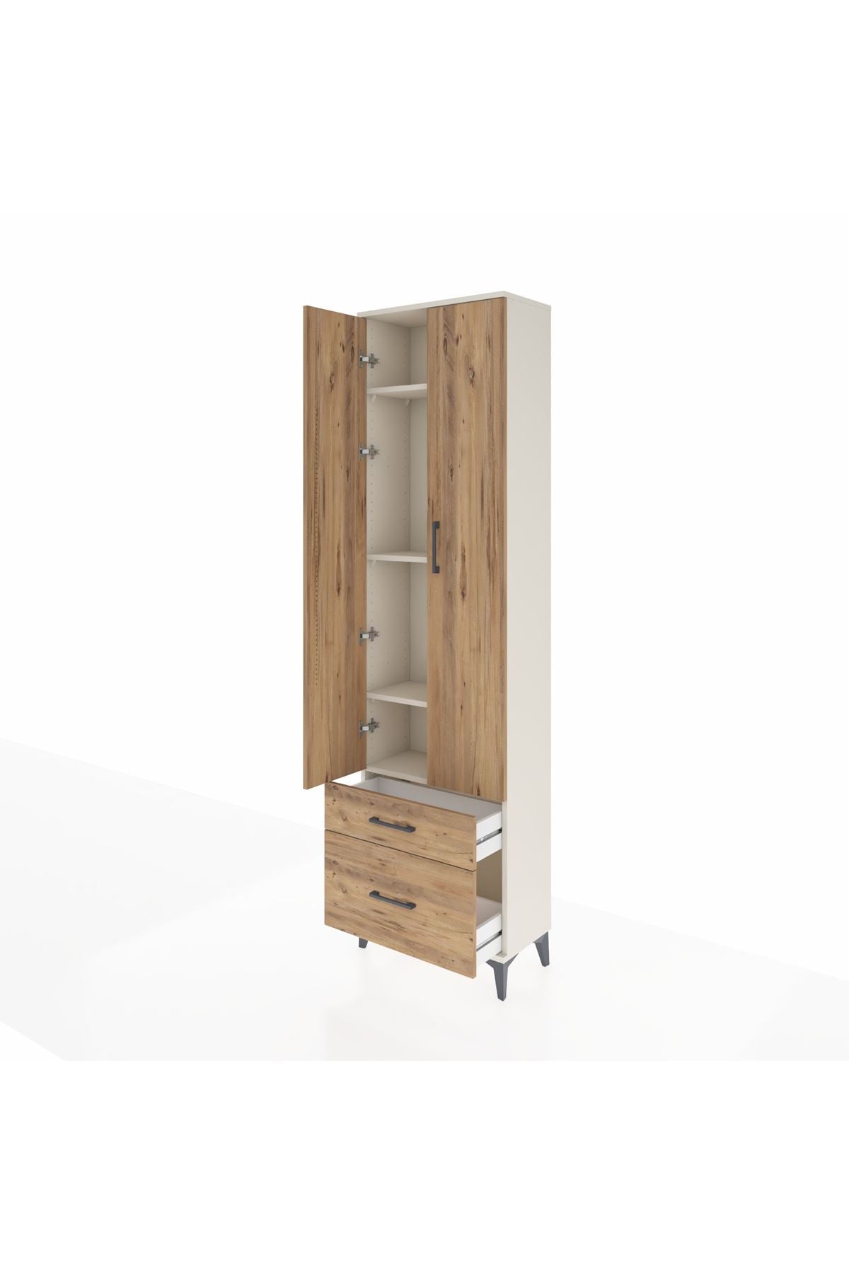 Arges Dolap 4 Raflı 2 Çekmeceli 2 Kapaklı 60x30x221 - S29M092V3A