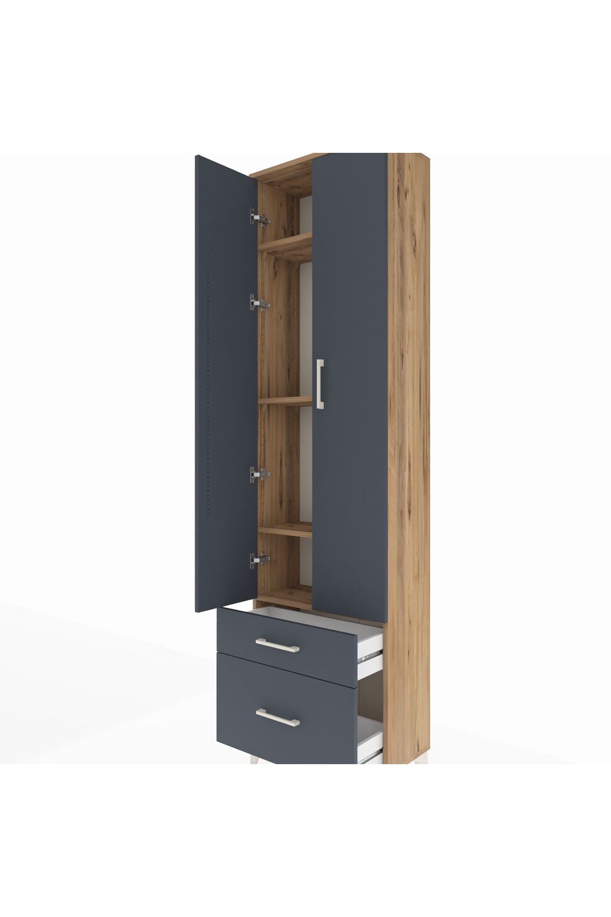 Arges Dolap 4 Raflı 2 Çekmeceli 2 Kapaklı 60x30x221 - S29M092V8A