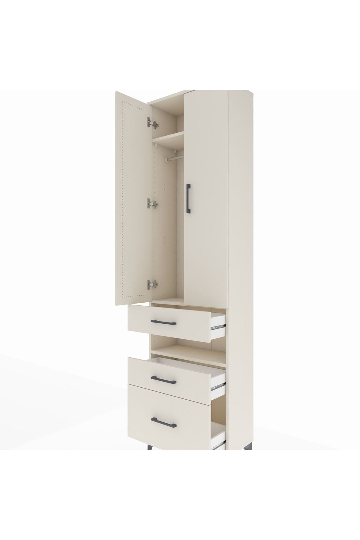 Arges Dolap 3 Raflı 3 Çekmeceli Tek Askılı 60x30x221 - S29M094V1A