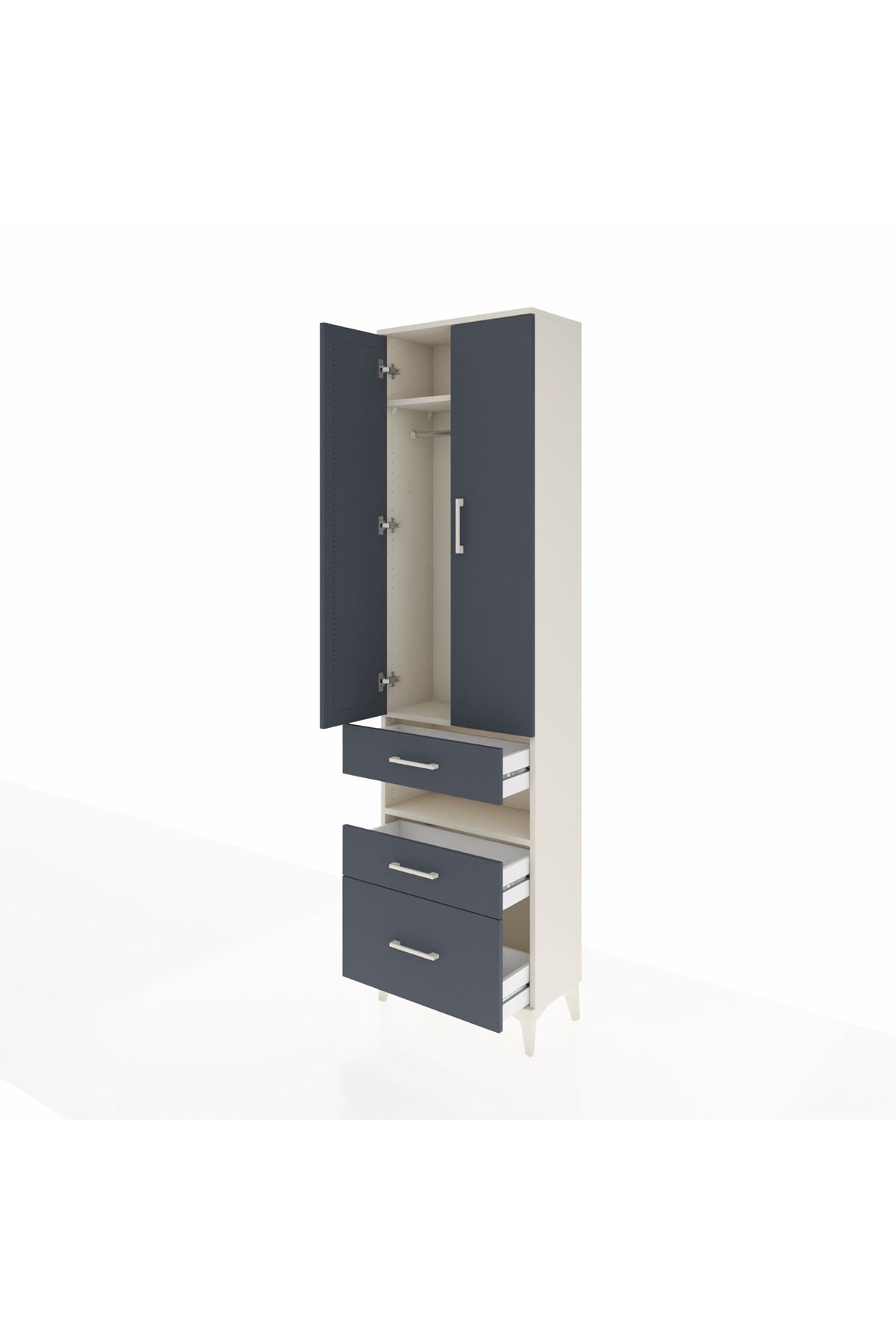 Arges Dolap 3 Raflı 3 Çekmeceli Tek Askılı 60x30x221 - S29M094V2A