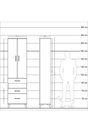 Arges Dolap 3 Raflı 3 Çekmeceli Tek Askılı 60x30x221 - S29M094V3A