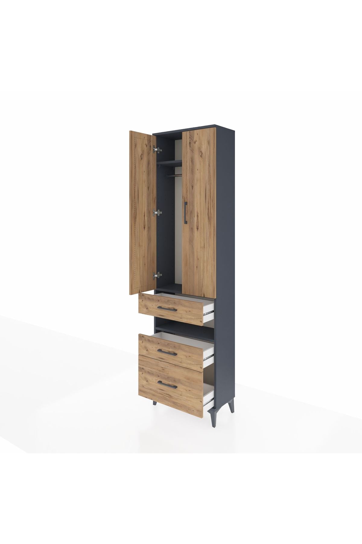 Arges Dolap 3 Raflı 3 Çekmeceli Tek Askılı 60x30x221 - S29M094V6A
